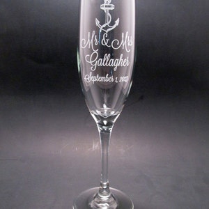 Personalized Anchor Champagne Flutes Wedding Toasting Flutes Set of 2 image 3