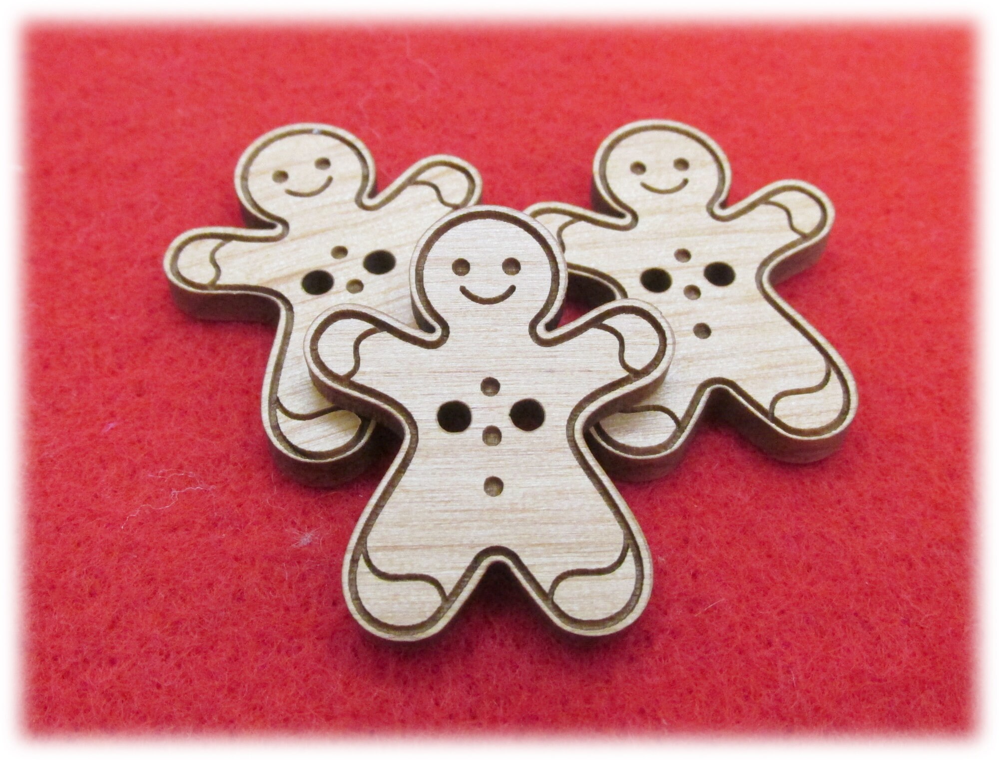 Wooden Gingerbread Man Buttons - Laser Engraved Wood Buttons - Etsy