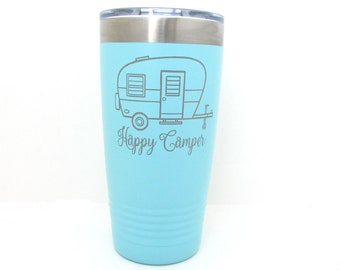 Happy Camper Insulated Cup - Stainless Steel Tumbler - Happy Camper Glass