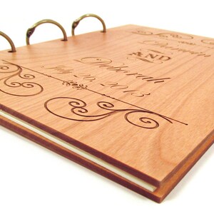 Wooden Wedding Guest Book Photo Album Formal Scroll Design image 3