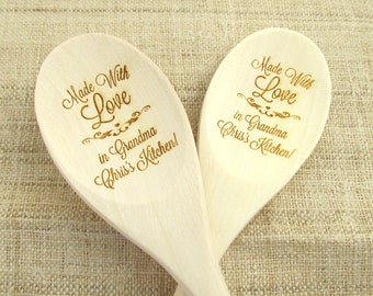 Made With Love Wooden Spoon - Engraved Personalized Wooden Spoon (1 spoon)