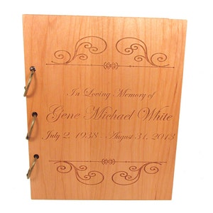 Wooden Memorial Guest Book - Funeral Sign In Book