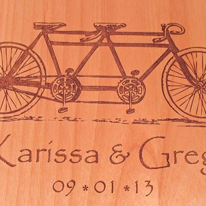 Tandem Bicycle Wedding Guest Book Photo Album LARGE SIZE Real Wood Covers Personalized image 3