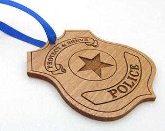 Police Wooden Christmas Ornament - Police Officer Christmas Gift - Personalized Wood Policeman Ornament