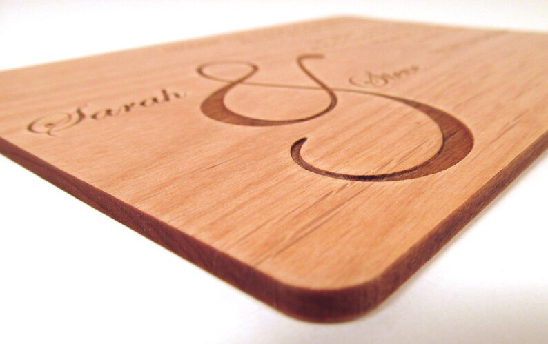 Ampersand Wood Wedding Invitation Horiztonal Format image 3