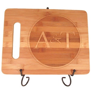 Personalized Engraved Wooden Cutting Board Round Logo Design Foodie Gift Hostess Gift image 1