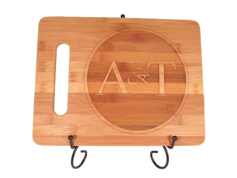 Personalized Engraved Wooden Cutting Board Round Logo Design Foodie Gift Hostess Gift image 1