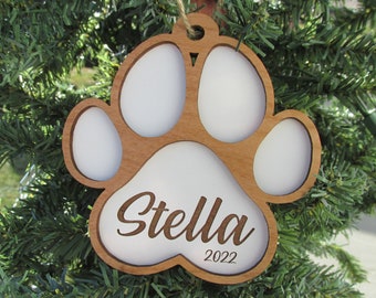 Personalized Paw Print Ornament - Dog Christmas Ornament - Cat Tree Ornament