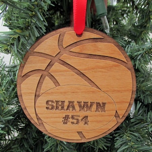 Basketball Wooden Christmas Ornament Personalized Basketball Ornament Custom Wood Ornament image 1