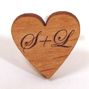 Personalized Heart Cuff Links Engraved Wooden Cuff Links image 4