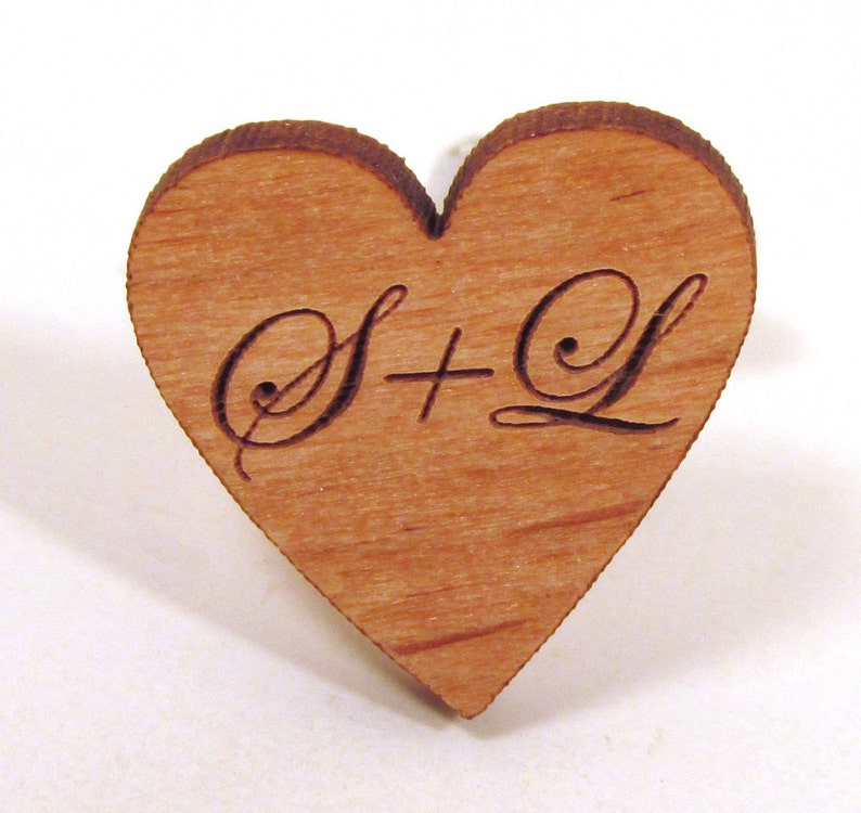 Personalized Heart Cuff Links Engraved Wooden Cuff Links image 4