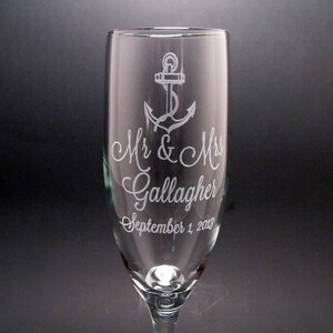 Personalized Anchor Champagne Flutes Wedding Toasting Flutes Set of 2 image 2