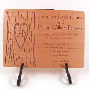 Engraved Wooden Wedding Invitation Real Wood Invitation image 3