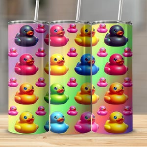 Rubber Duck Tumbler Wrap Bundle, 20oz Skinny Design Sublimation, PNG Digital Downloads, Cute Ducks, Ducky, Rainbow, Funny Tumblers image 4
