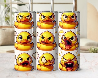 Seamless Angry Rubber Duck Tumbler Wrap, 20 oz Skinny Design Sublimation, Cute and Funny Tumbler Wrap, PNG Digital Download