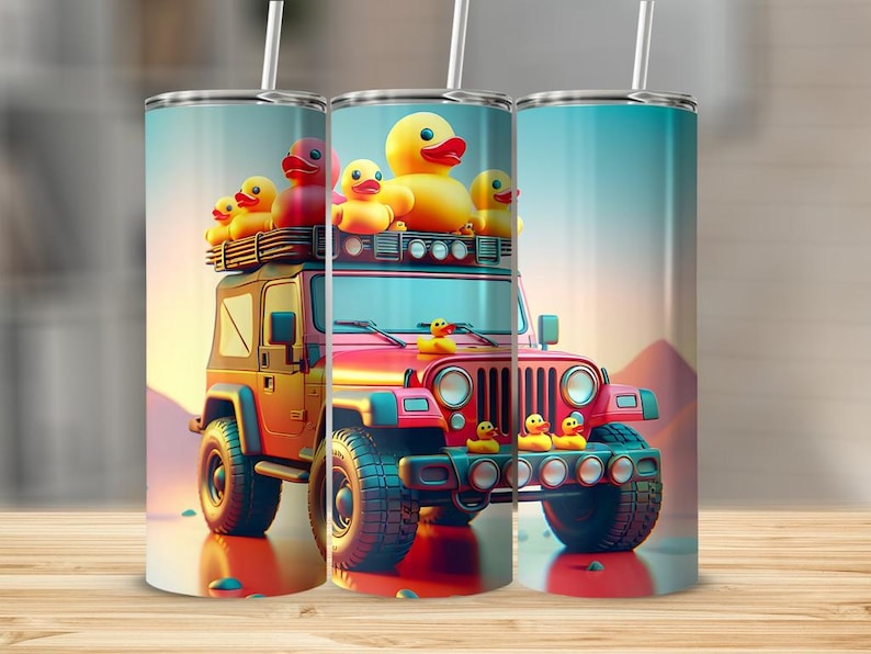 Rubber Duck Tumbler Wrap Bundle, 20oz Skinny Design Sublimation, PNG Digital Downloads, Cute Ducks, Ducky, Rainbow, Funny Tumblers image 6