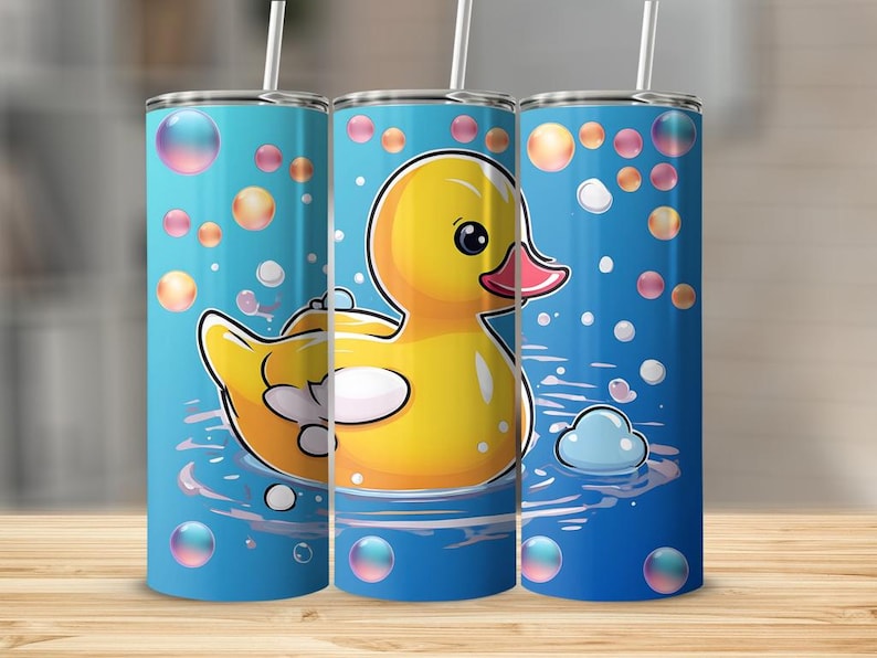 Rubber Duck Tumbler Wrap Bundle, 20oz Skinny Design Sublimation, PNG Digital Downloads, Cute Ducks, Ducky, Rainbow, Funny Tumblers image 9