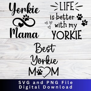Yorkie Mom SVG PNG : Yorkshire Terrier Mama, fichiers de coupe Cricut (téléchargement numérique)