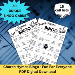 Kerkbingo, kerkspellen, liedbingo, kerkactiviteiten, kerkliederen Liedjes bingokaarten Minimalistisch afdrukbare spellen Activiteiten downloaden