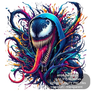 5 Venom Splash and Watercolor Clipart Sublimation PNG files  |  High Resolution  |  Transparent background  |  Instant Digital PNG Download