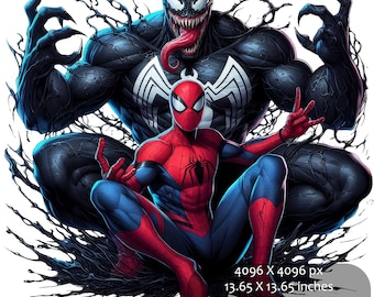 4 Spiderman & Venom Splash and Watercolor Clipart Sublimation PNG files | High Resolution, Transparent background | Instant Digital Download