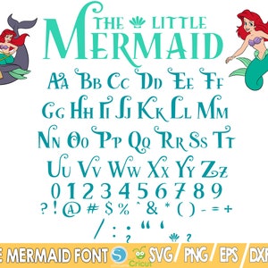 Plus de 60 polices de la petite sirène polices Svg TTF, Alphabet de la sirène Png, Dxf, Eps, Clip Art coupe fichiers Clipart, vecteur, fichier de coupe Cricut, téléchargement immédiat