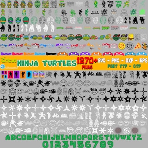 1270+ plików, 315+ unikalnych projektów warstwowych, pakiet Ninja Turtles, Cricut, sylwetka, pakiet Ninja Turtles SVG PNG Clipart | Natychmiastowe pobranie