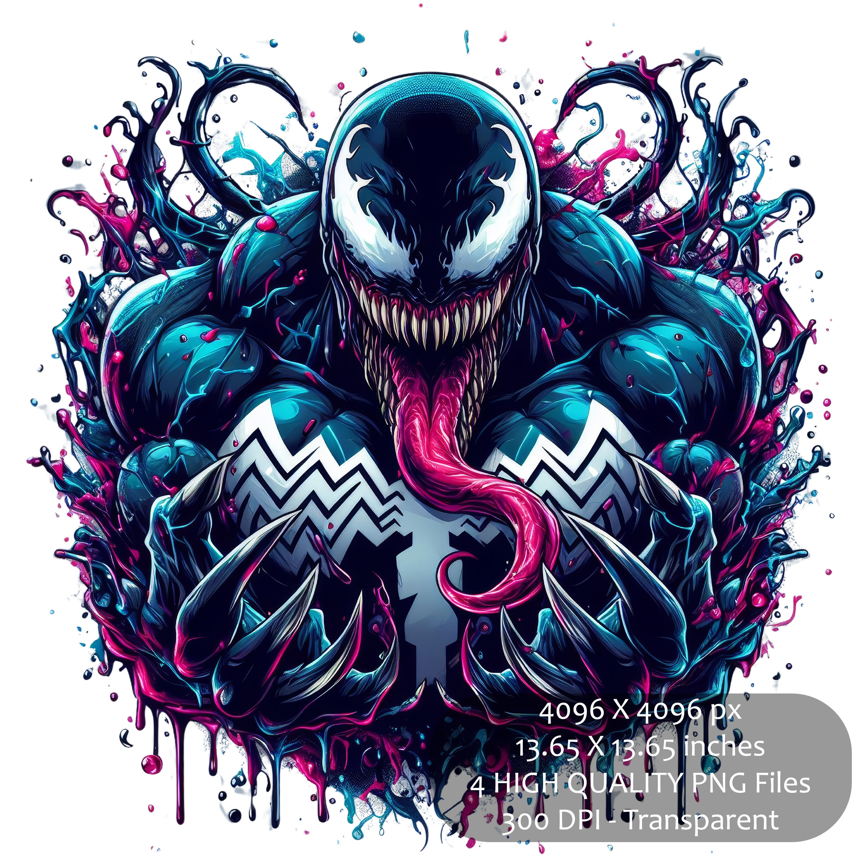 5 Venom Splash and Watercolor Clipart Sublimation PNG files  |  High Resolution  |  Transparent background  |  Instant Digital PNG Download