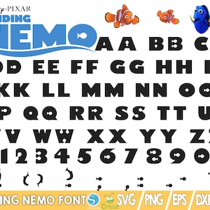 60+ czcionek Finding Nemo SVG Bundle Warstwowe elementy, czcionka Nemo TTF Cricut, plik do cięcia clipartów sylwetkowych, plik do cięcia wektorów, natychmiastowe pobieranie