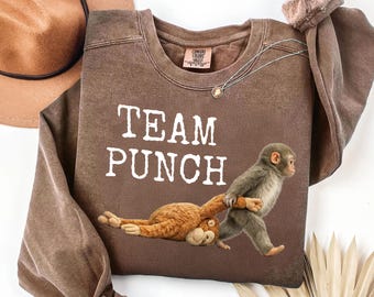 Viral Baby Monkey Punch PNG | Team Punch Funny Animal Meme Shirt Design | Cute Humor Graphic for Sublimation T Shirt | Instant Download