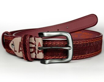 DSQUARED2 レザーベルト 赤いバックル DSQUARED2 ディースクエアード バックル ベルト レザー レッド