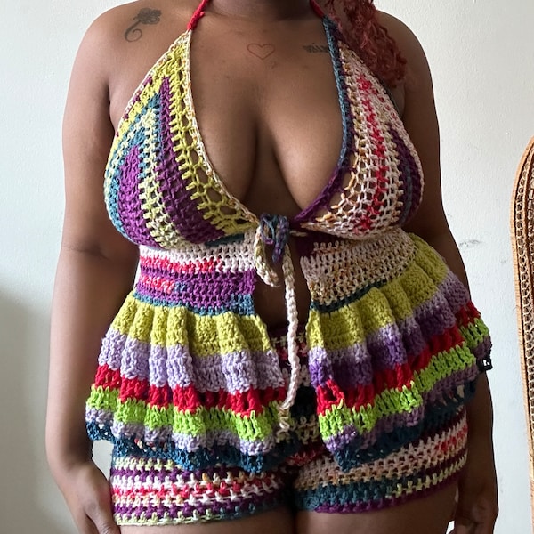 Hollow Knit Crochet Loose Two Piece Set