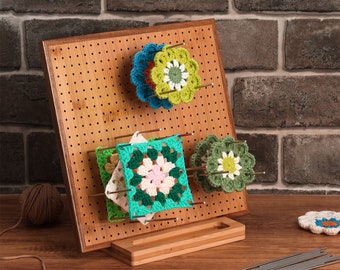 Oakwooma Bamboo Crochet Blocking Boards for Granny Square  11.8"/ 7.8" with 20 Pins/Peg, Blocking Board for Crocheting Knitting