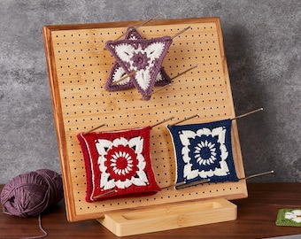 Oakwooma Bamboo Crochet Blocking Boards for Granny Square  11.8"/ 7.8" with 20 Pins/Peg