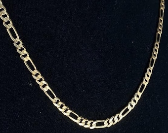 メンズ 14K ゴールドフィルド フィガロチェーンネックレス - 厚さ 4 mm