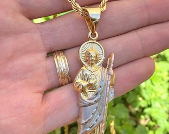 Saint Thaddeus Gold Necklace. Gold plated. Gold Filled. San Judas Tadeo Cadena de Oro Laminado. Gold. Gold plated Jewerly. Joyeria de Oro.