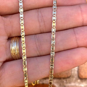 14" 16" Dames Heren Baby Pasgeboren Kinderen Jongens Meisjes Valentino schakelketting gold filled • Cadena Valentino para Ninos • Dagelijks gebruik Ketting Cadeau