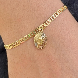 Pulsera Virgen de Guadalupe Tricolor • Dije Virgen María 14x8 • Regalo católico para ella • Pulsera Virgencita • Diseño de moda para uso diario