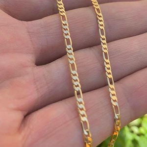 Newborn Baby Kids Girls Boys Childrens Figaro Chain Necklace 14K Gold Filled Cadena Figaro Para Bebe Ninos Gifts for Babies Baptism Birthday