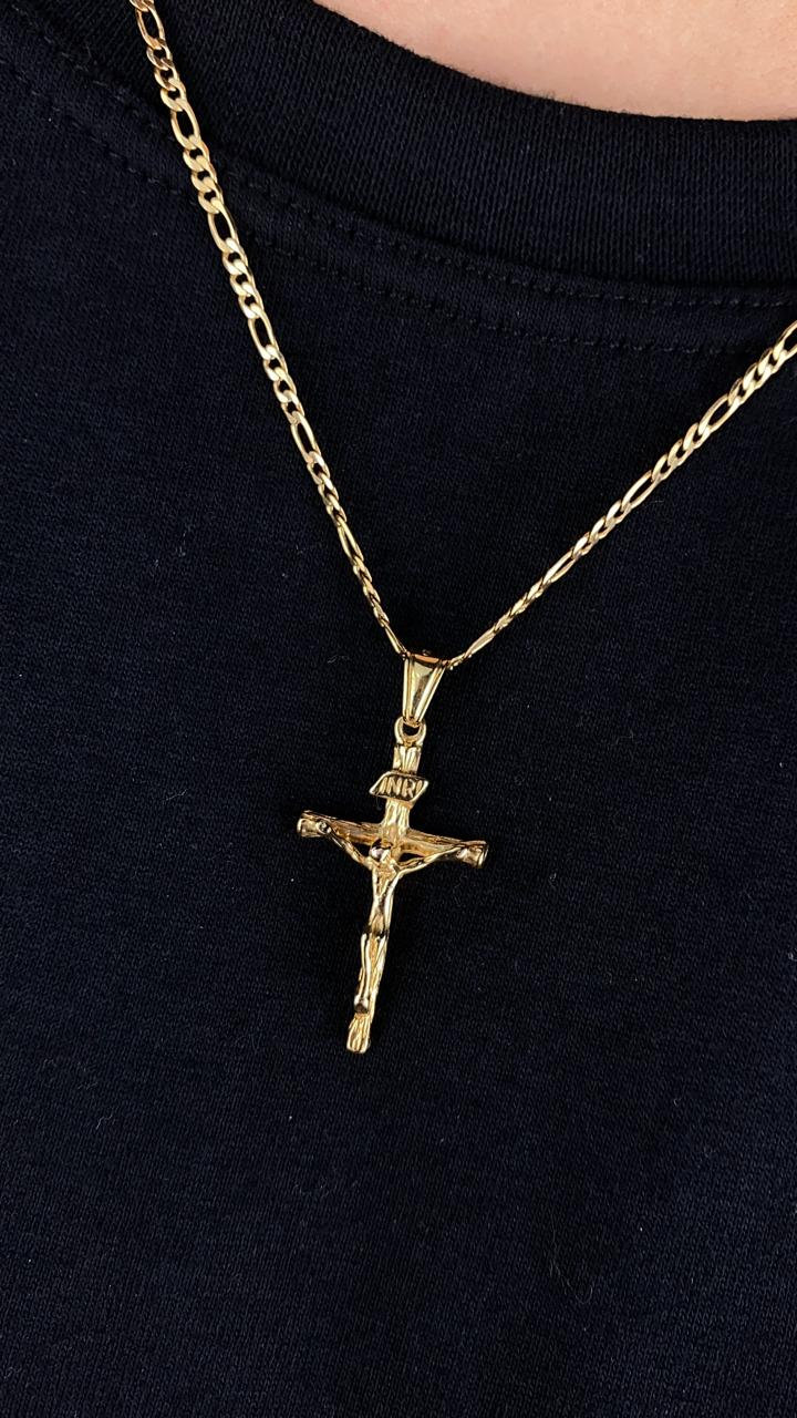 Collana Con Ciondolo Croce Hip Hop - Placcata Oro 14k, Catena A Corda