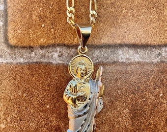 14K Yellow Gold Filled San Judas Necklace • Figaro Link 14K Yellow Gold Filled San Judas Necklace • Figaro Link