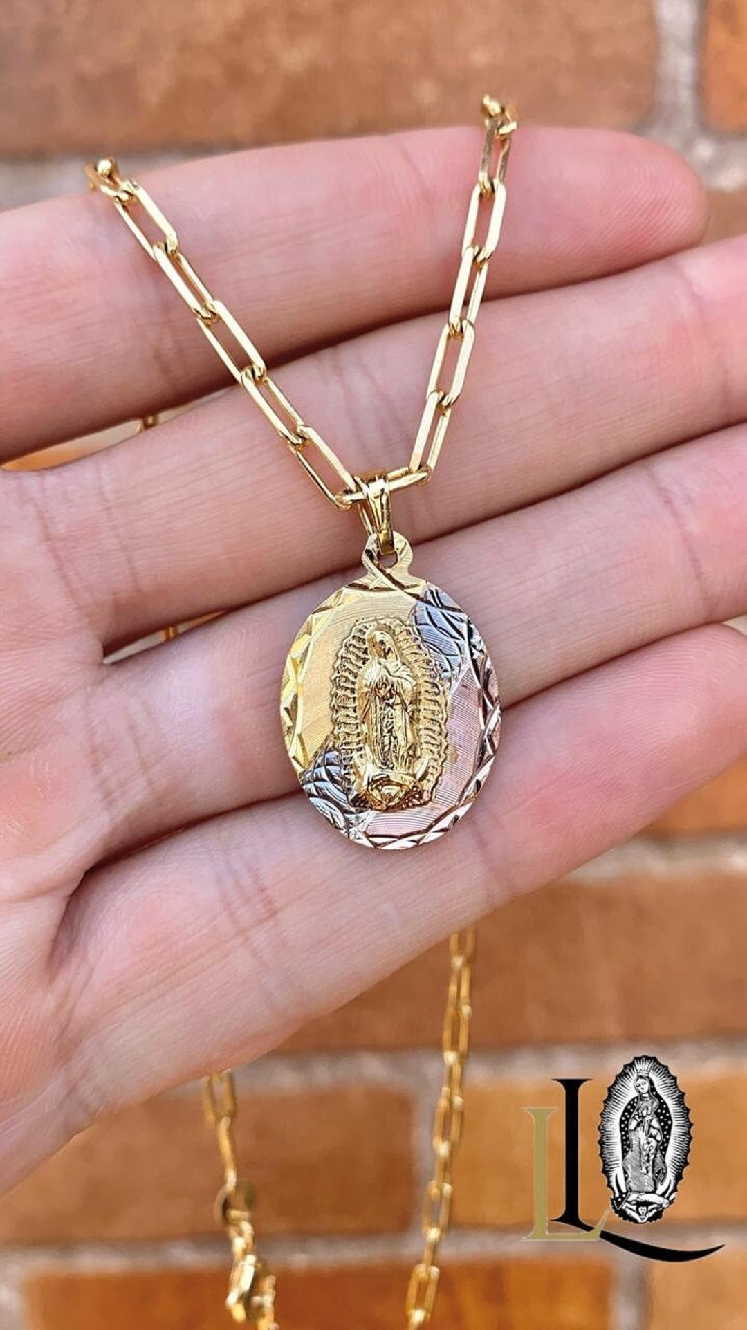 Amazon.com: Guadalupe virgin silver necklace, Dainty medal