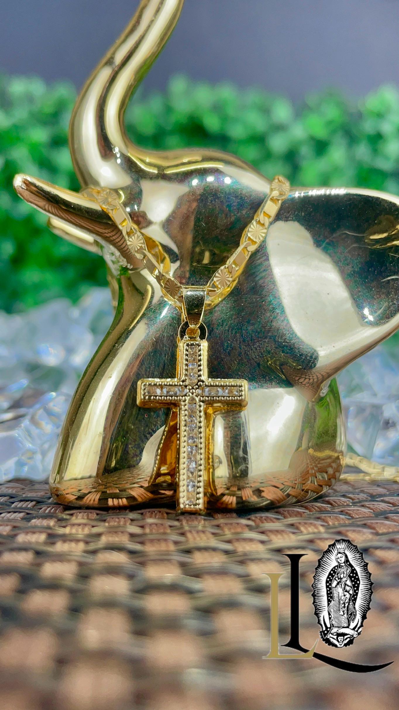CZ Cross Pendant Necklace: 14K Gold Filled Valentino Chain - Etsy