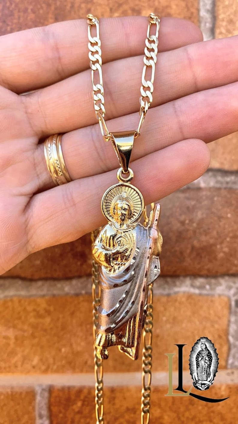 925 PLATA CADENA DE SAN JUDAS 22" LARGO / SAINT JUDE NECKLACE 22