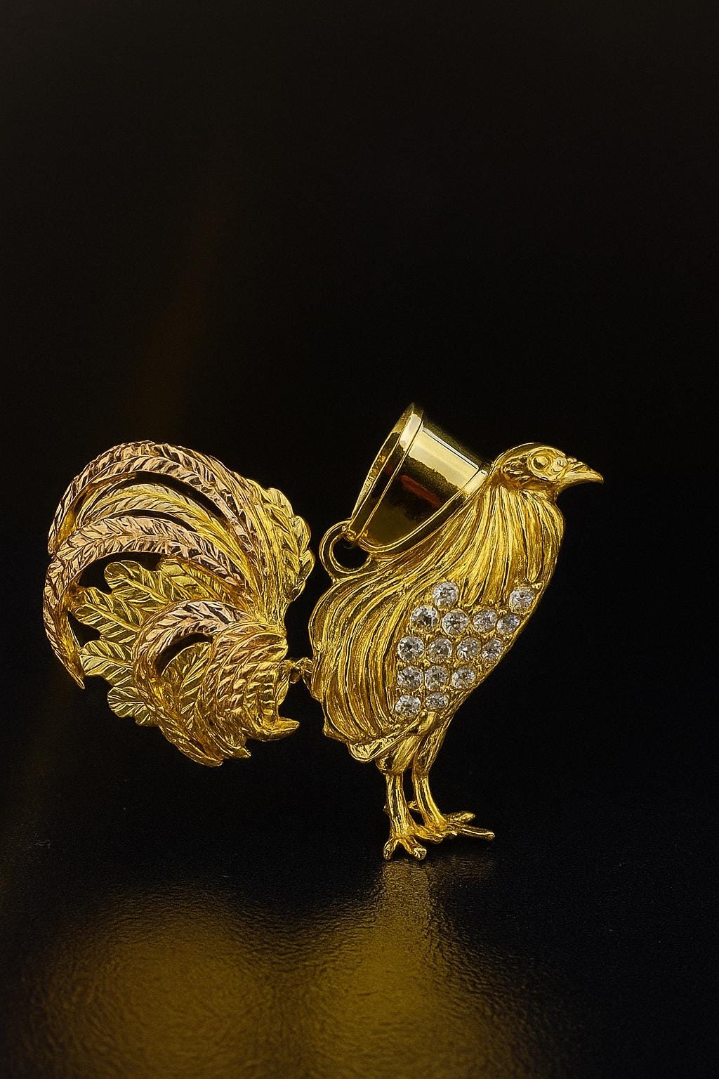 LUDLOW Rooster チャーム 14K Gold Filled Chicken Rooster Pendant: CZ Charm, 33x45mm - Etsy