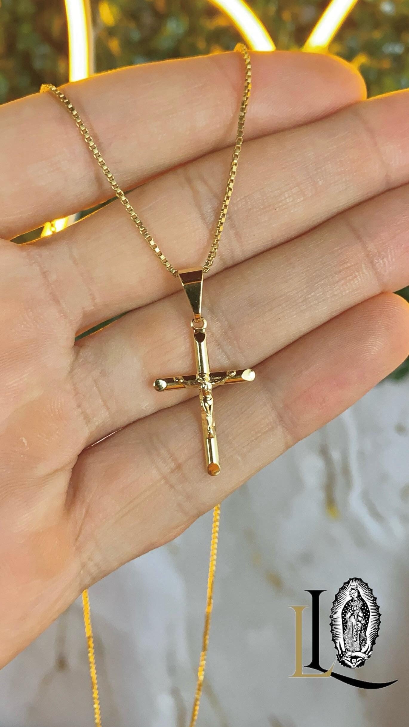 14K Gold Filled Kreuz Halskette: Zierlicher religiöser Schmuck, 18 "Box Kette