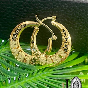 Kolczyki BABY Hoop Basket dla kobiet i dziewcząt Prezenty dla mamy Wypełnione złotem • Aretes Arracadas para Mujer 29x29 • Elegancka biżuteria modowa Stylowa
