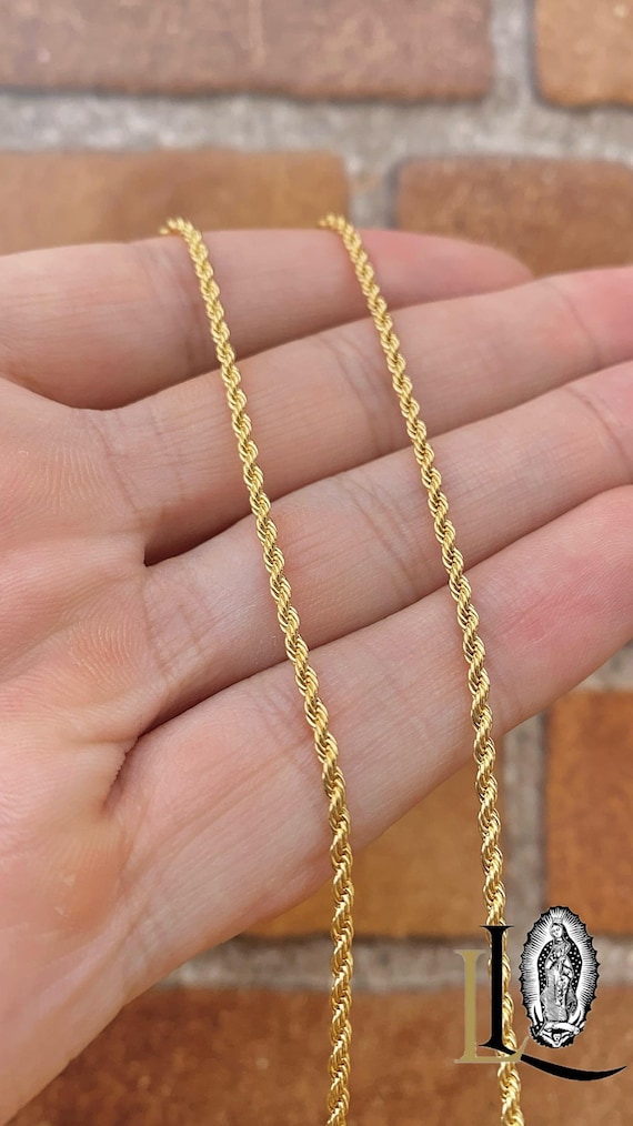 ゴールドカラー ロープチェーン ネックレス 14Kゴールドフィルドロープチェーンネックレス - 1.8 mm、17.5インチ