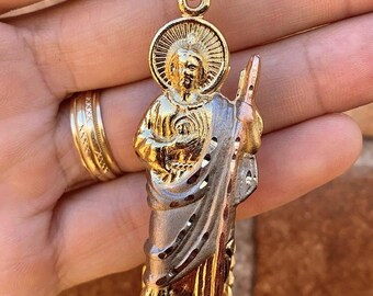 14K Yellow Gold Filled San Judas Necklace • Figaro Link 14K Yellow Gold Filled San Judas Necklace • Figaro Link