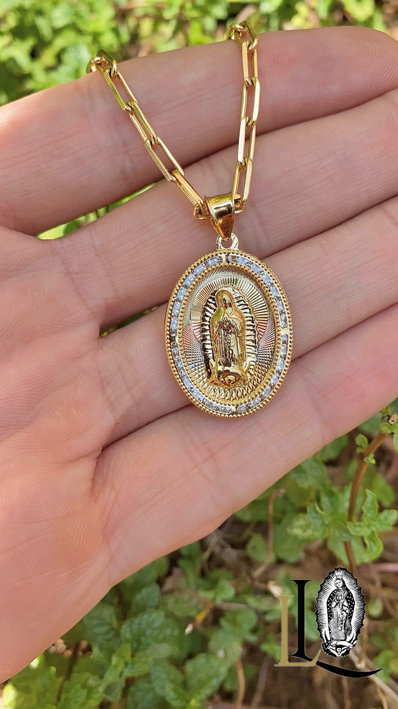14K Gold Filled Our Lady of Guadalupe Necklace With CZ Stones - Etsy